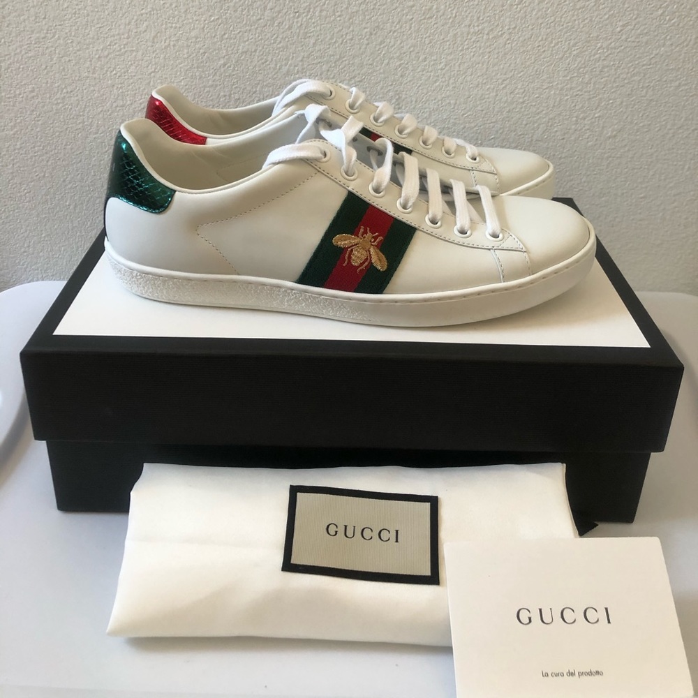 NIB GUCCI Ace Bee Web Sneaker Trainers Flat 38